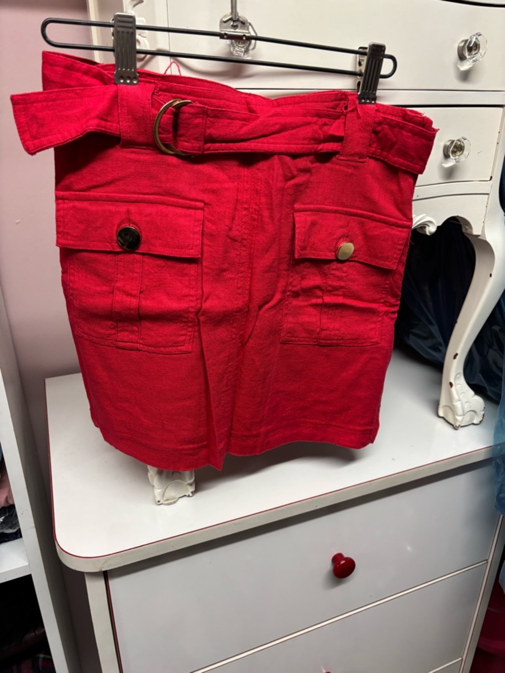 Forever 21 Bright Red Cargo Mini Skirt with Belt